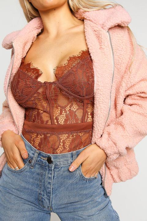 Pink Teddy Bomber Jacket