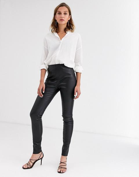 Luxury Faux Leather Trousers-black 
