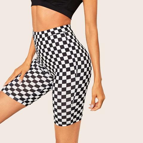 Wide Waist Checked Cycling Shorts