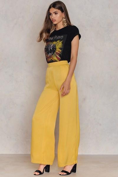 Na-kd Classic Shiny Flared Pants - Yellow