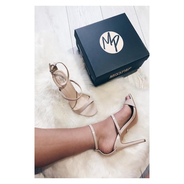 nude three strap heels