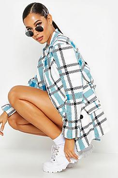 Grid Check Belted Blazer