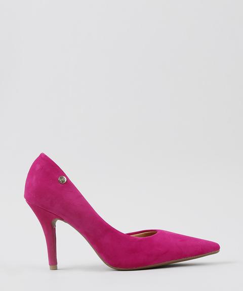 Scarpin Feminino Bico Fino Vizzano Salto Alto Em Suede Pink