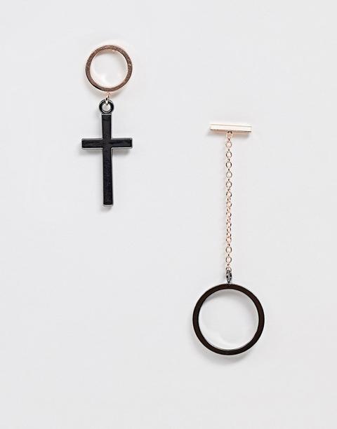 Conjunto De Pendientes De Aro Y Cruz De Svnx