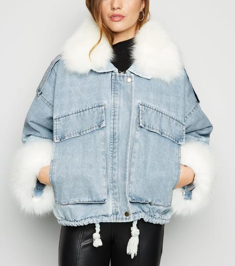 new look denim jacket with fur