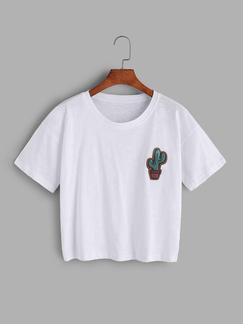 T-shirt Ricamata Di Cactus