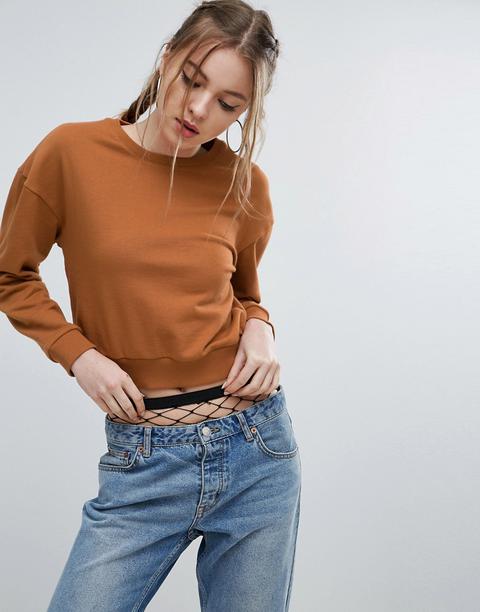 Asos - Felpa Corta Oversize - Marrone