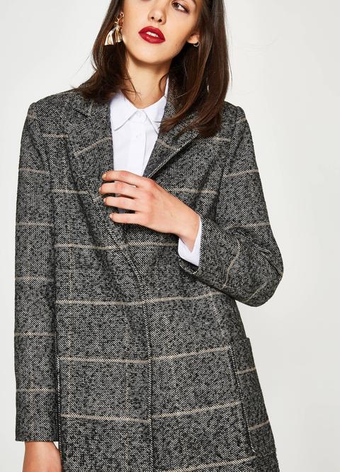 Cappotto A Righe Con Revers
