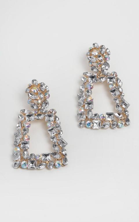 Gold Crystal Door Knocker Earrings