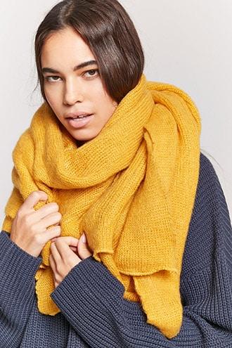 Forever 21 Oversized Knit Scarf , Mustard