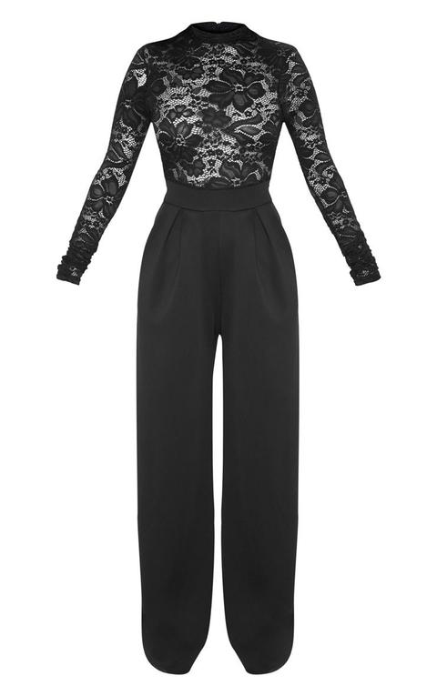 petite black lace jumpsuit