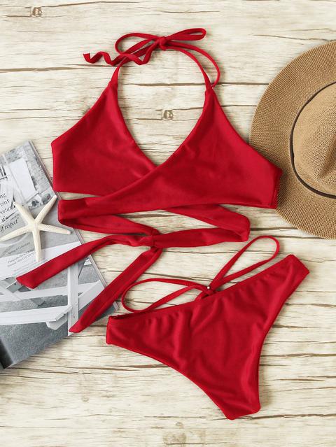 romwe red bikini