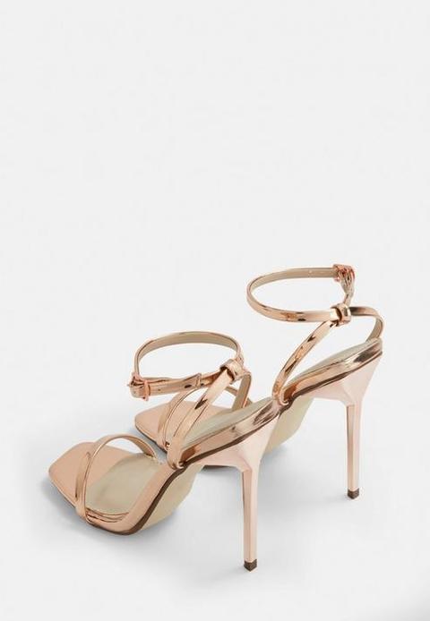 Rose Gold Square Toe Barely There Heels 
