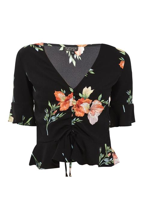 Petite Ruched Floral Top