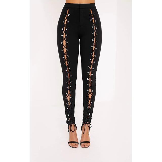 Solid Lace Up Side Flare Pants - Cider