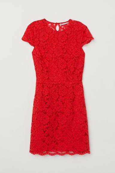 H & M - Abito In Pizzo - Rosso