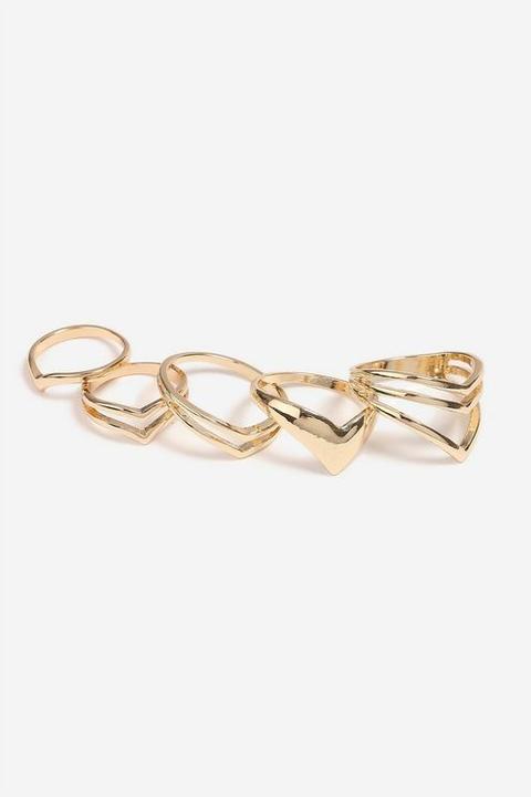 Womens **geometric Dome Ring Pack - Gold, Gold