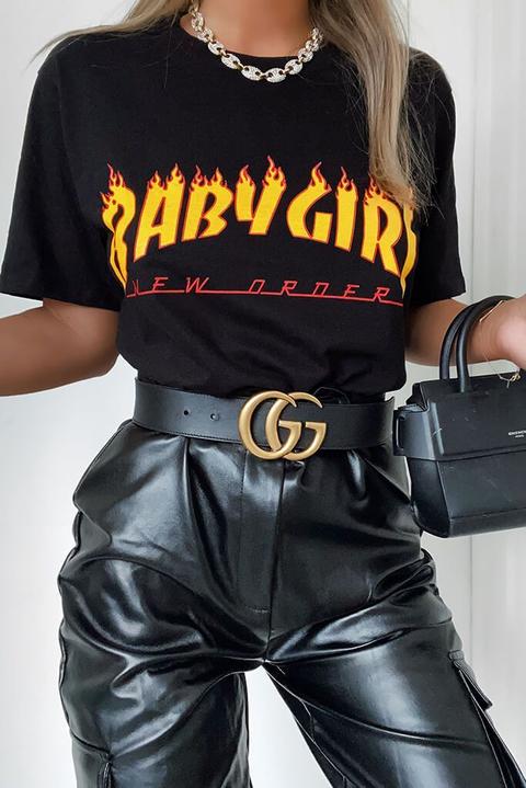 Black Baby Girl Flames Oversized T