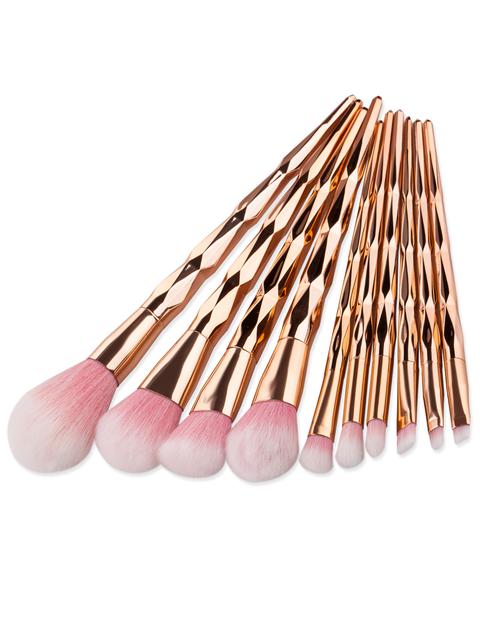 Gold Diamond Textured Makeup Brush Set