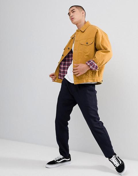 Asos Design - Giacca Di Jeans Oversize Senape A Quadri - Giallo