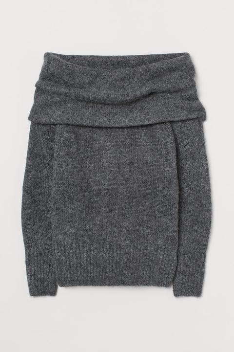Off-the-shoulder Jumper - Grey