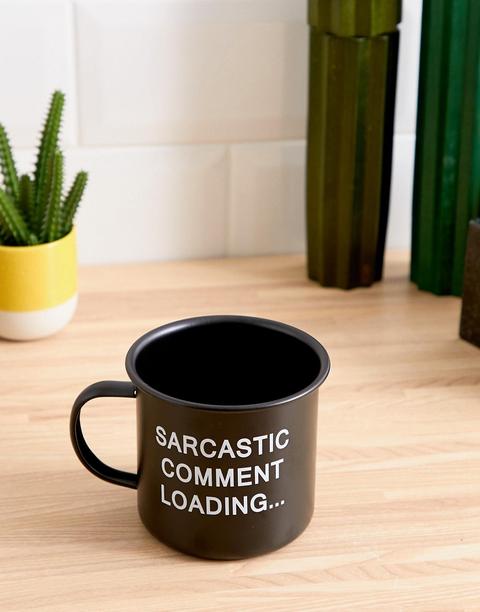 Kado Sarcastic Comment Black Soft Touch Enamel Mug 450ml - Multi