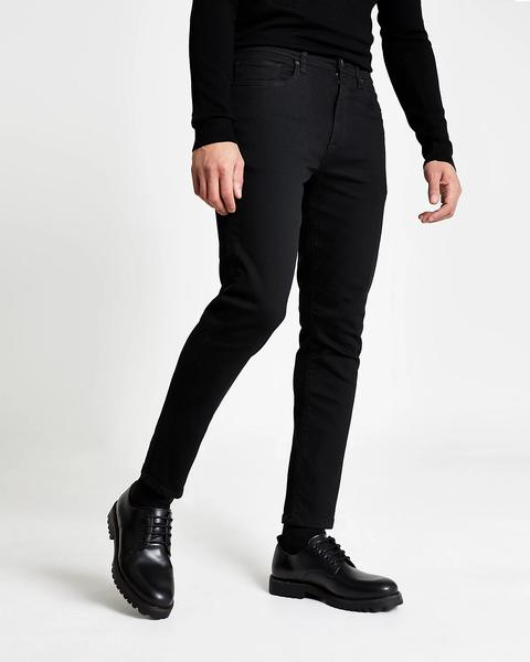 Black Washed Tapered Fit Jeans