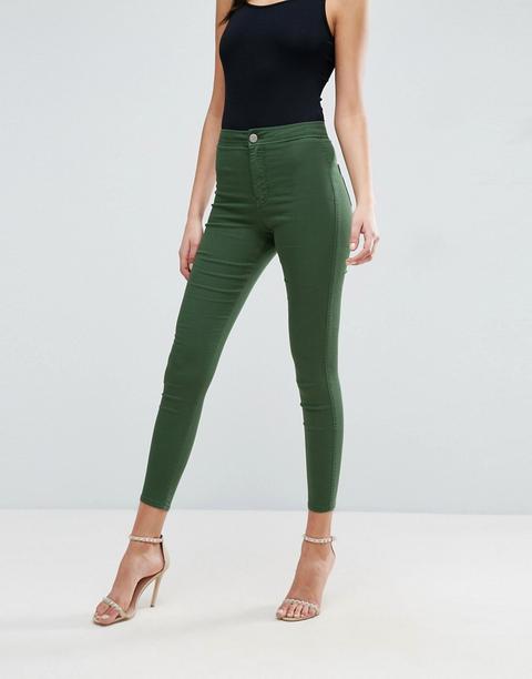 Asos - Rivington - Jeggings Di Jeans A Vita Alta Verde Bosco - Verde