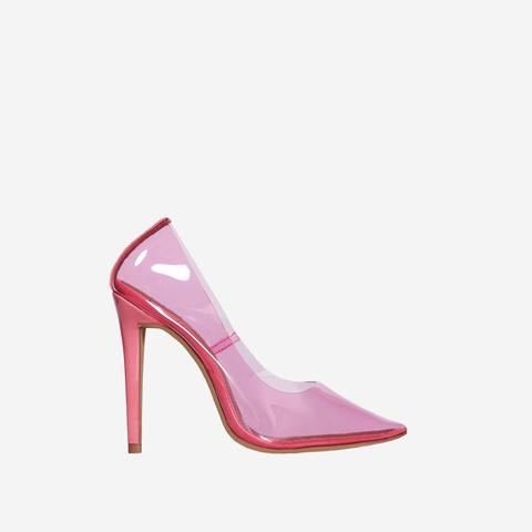 Virginia Perspex Court Heel In Pink Patent, Pink
