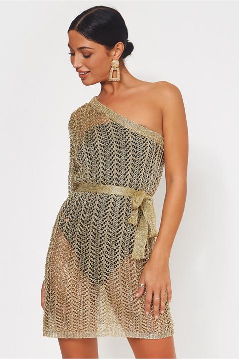 Coco Gold Metallic One Shoulder Mini Dress