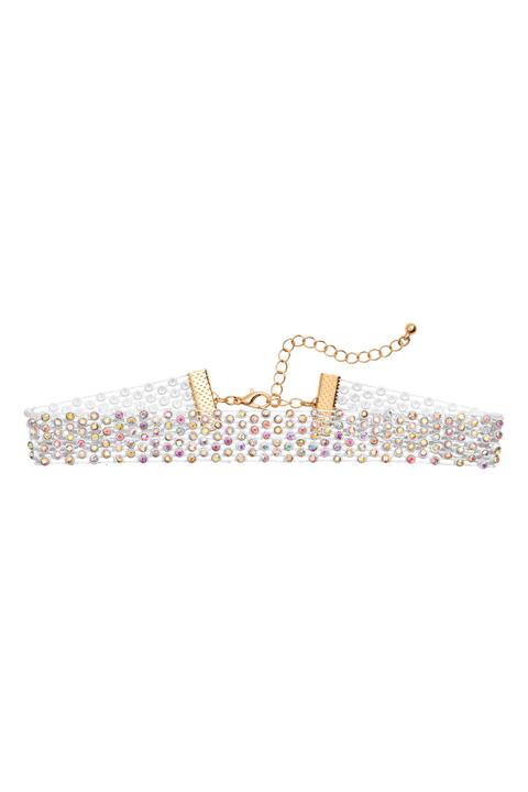 H & M - Choker Con Strass - Bianco