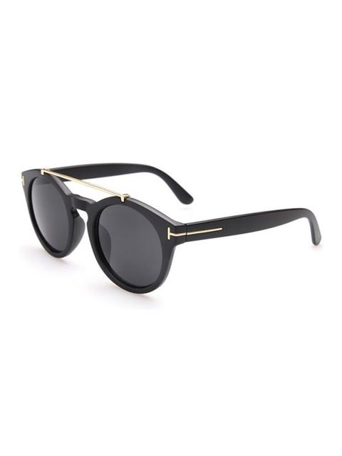 Alloy Embellished Matte Black Sunglasses