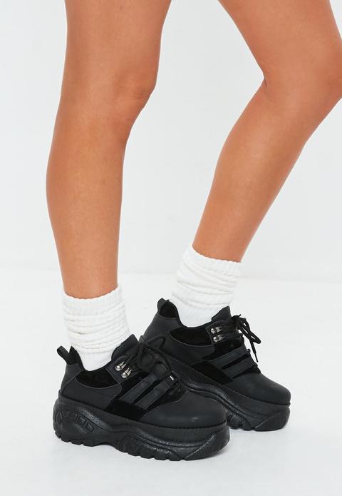 Black Super Chunky Sole Utility Trainers, Black