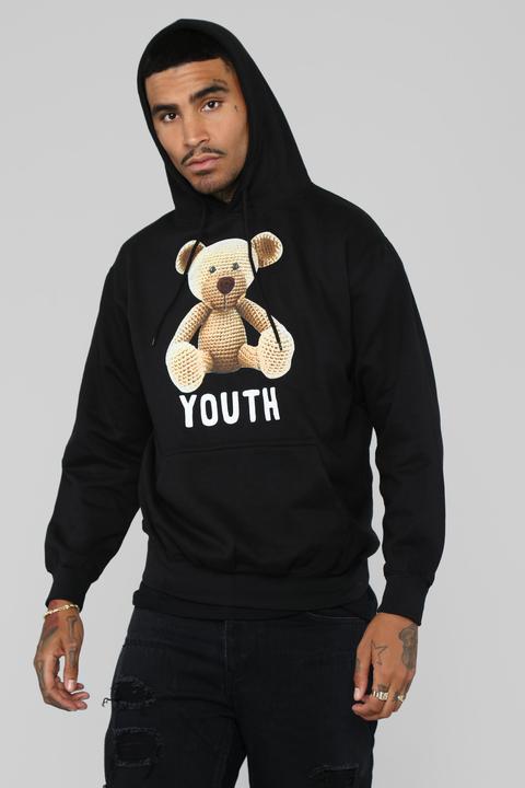 teddy bear hoodie black