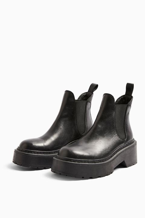 Womens Aiden Black Leather Chelsea Boots - Black, Black