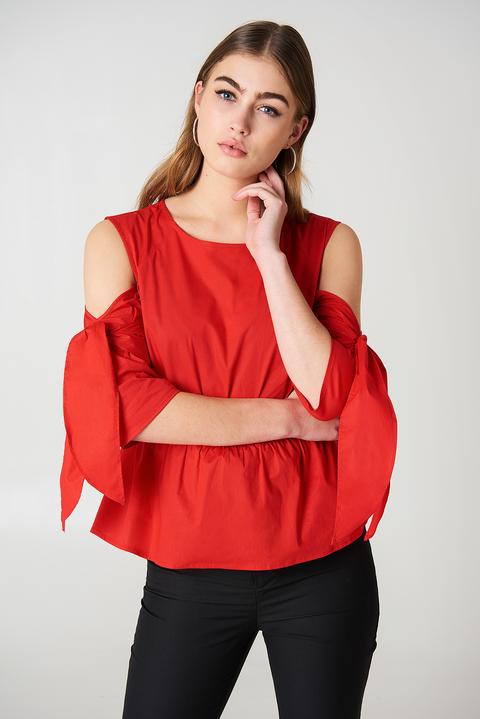 Na-kd Cut Out Knot Detail Top - Red