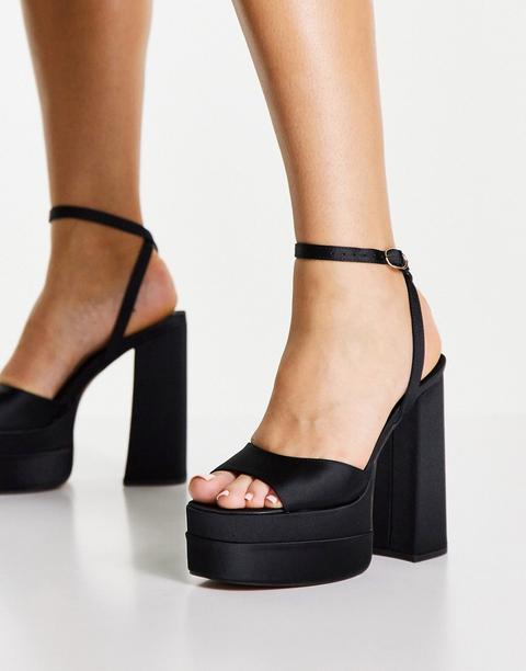 Sandalias Negras Con Tacón Y Plataforma Nix De Asos Design-negro