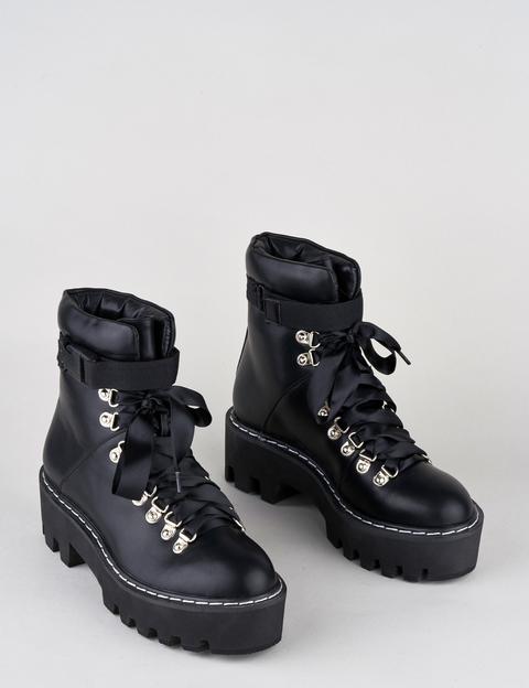 black lace up boots with buckle