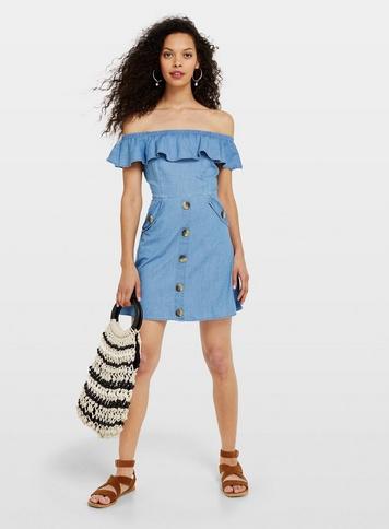 Bardot Denim Mini Dress In Blue | Bella and Blue | SilkFred US