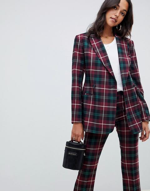 Asos Design - Blazer A Quadri Scozzesi - Multicolore