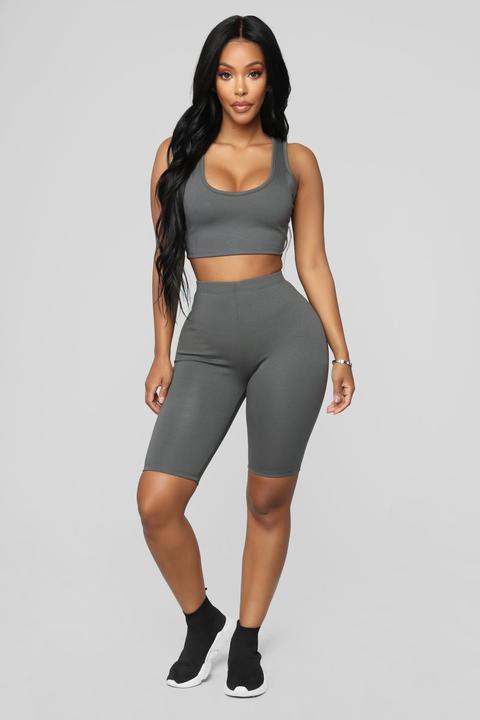 Bondoc Biker Short Set - Charcoal