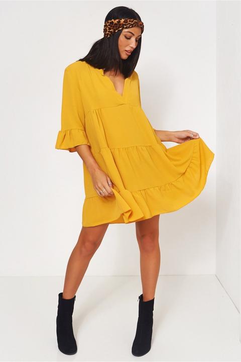 Gigi Mustard Smock Dress