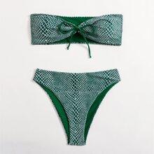 Bañador Bikini Bandeau Con Estampado De Piel De Serpiente