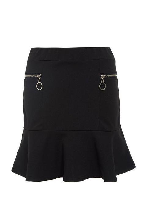 Black Frill Zip Skirt from Quiz on 21 Buttons