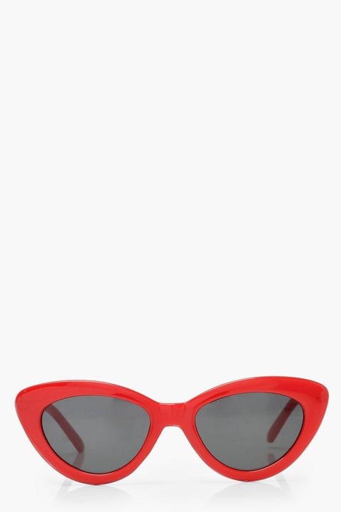 Womens Skinny Cat Eye Sunglasses - Red