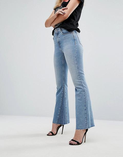 Replay - Jeans A Zampa Alla Caviglia Con Cuciture - Blu