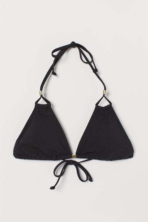 Padded Triangle Bikini Top - Black
