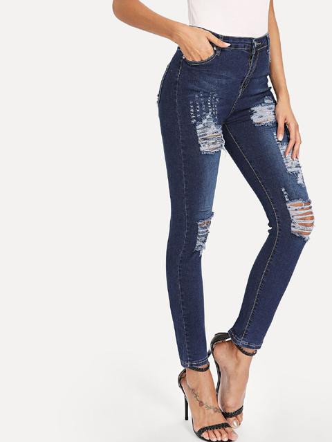 Jeans Skinny Strappati Basici