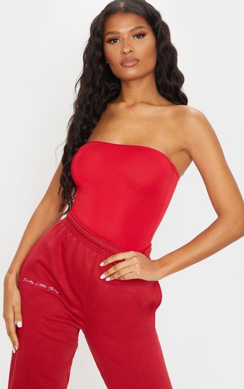 Basic Red Bandeau Bodysuit