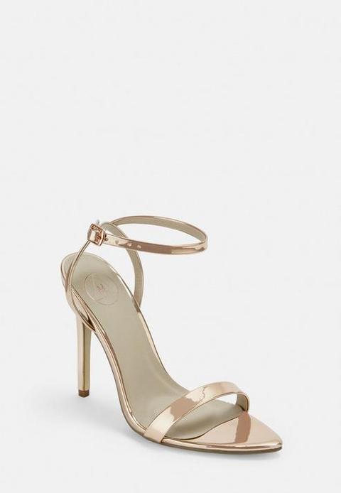 gold pointed barely there heels